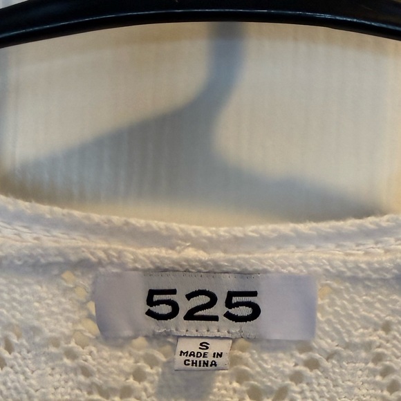 525 America White Pointelle Knit Tie-front Cardigan Sweater Top Size S - Picture 3 of 5